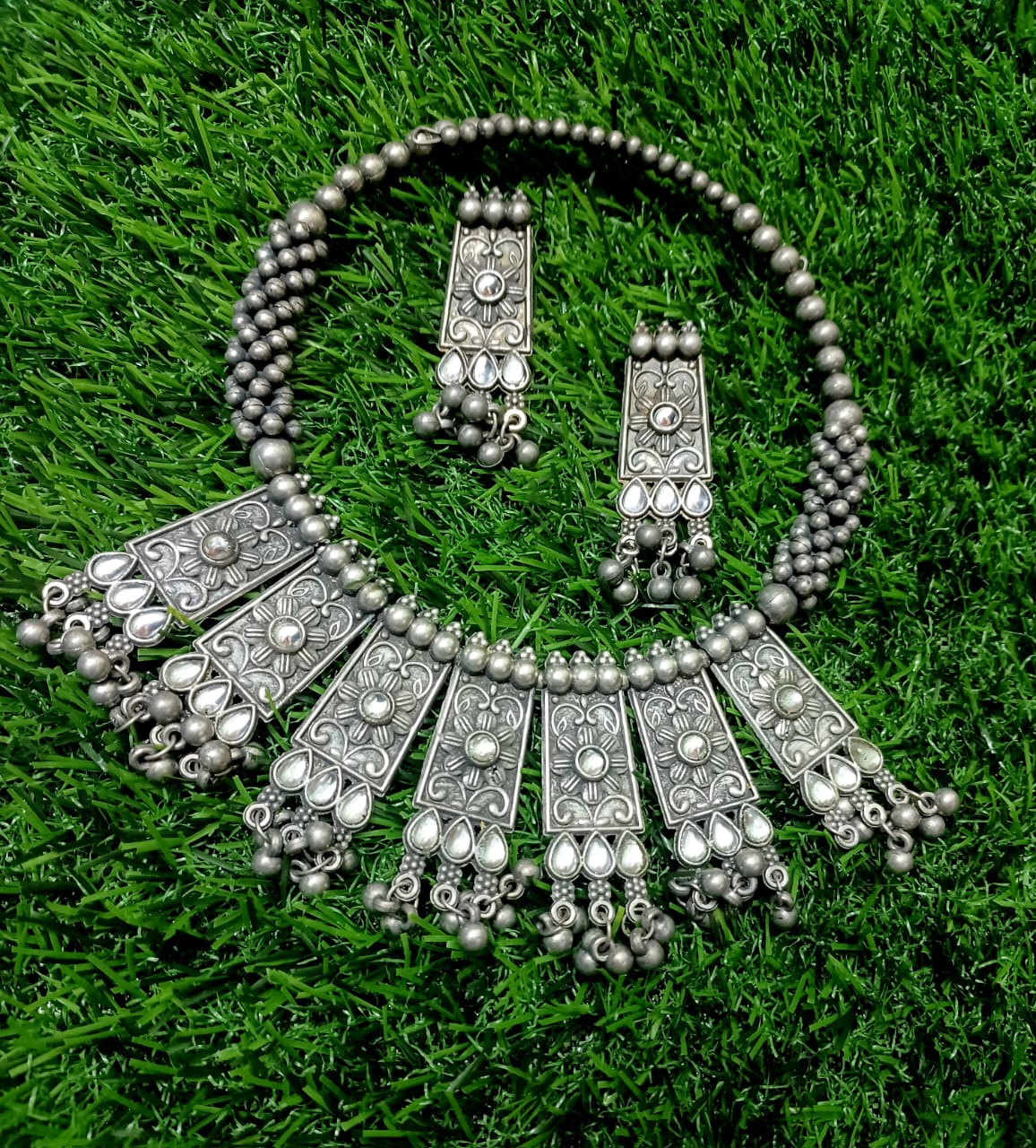 Rajwadi Oxidised Silver Set